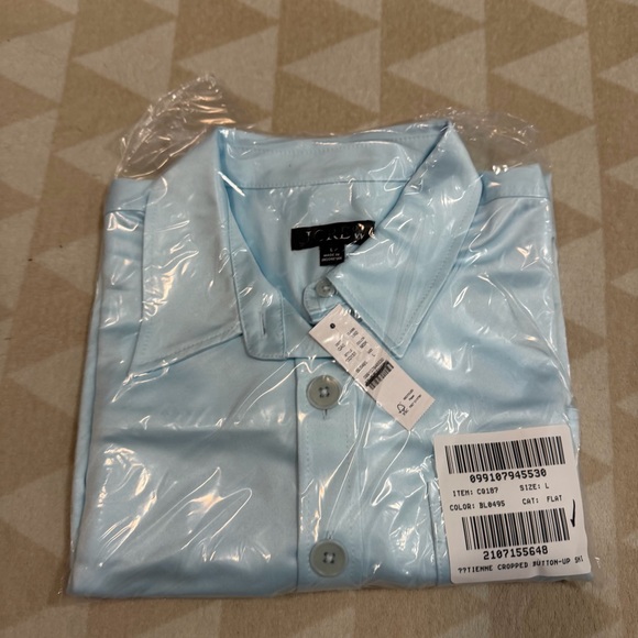 J crew Étienne cropped button-up shirt in duchesse satin midday skies - Picture 2 of 3